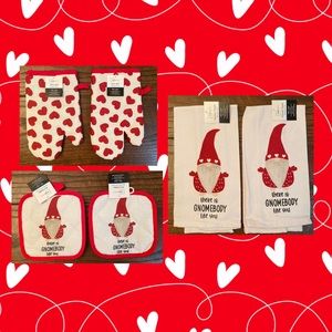 Valentine’s Day Gnome Kitchen Towels, Pot Holders & Oven Mitts Bundle Of 6